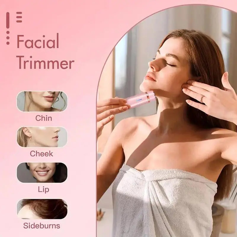 Electric Shaver for Women, Painless 2-In-1 Bikini Trimmer for Body and Face, Waterproof & Rechargeable Hair Removal Tool for Sensitive Skin, Water Proof