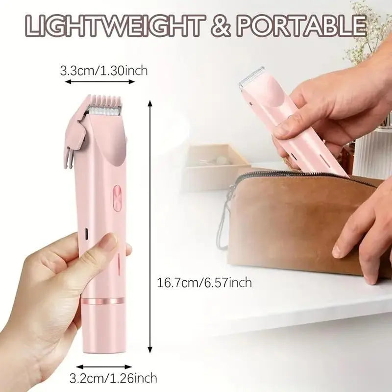 Electric Shaver for Women, Painless 2-In-1 Bikini Trimmer for Body and Face, Waterproof & Rechargeable Hair Removal Tool for Sensitive Skin, Water Proof